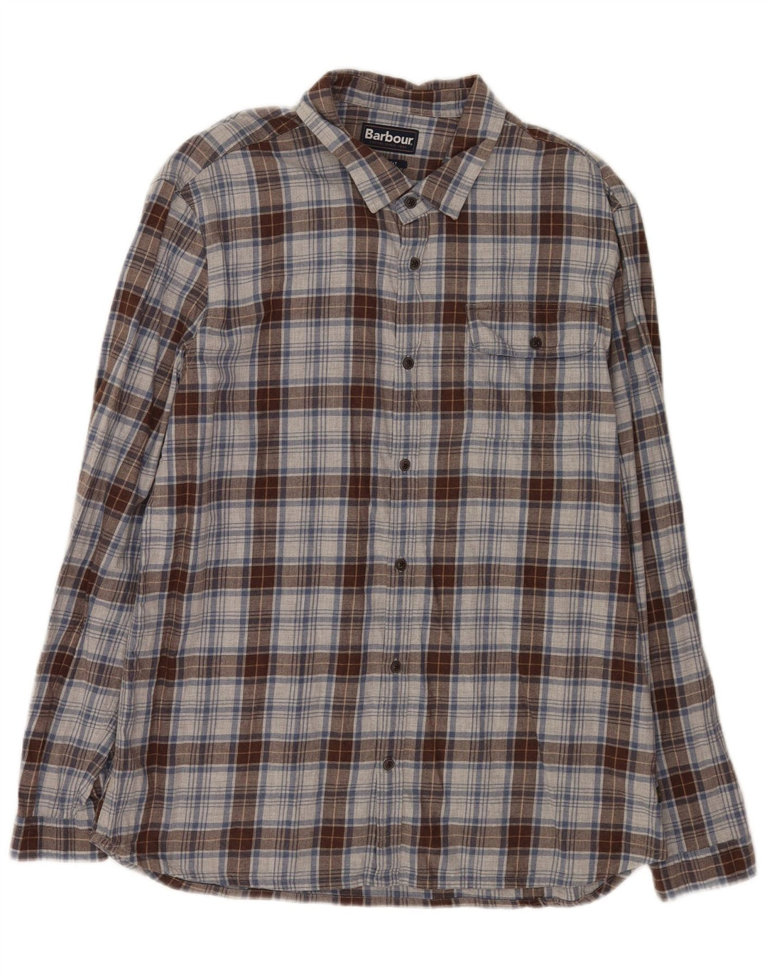 Barbour Chemise en flanelle coupe ajustée pour homme XL en coton à carreaux gris