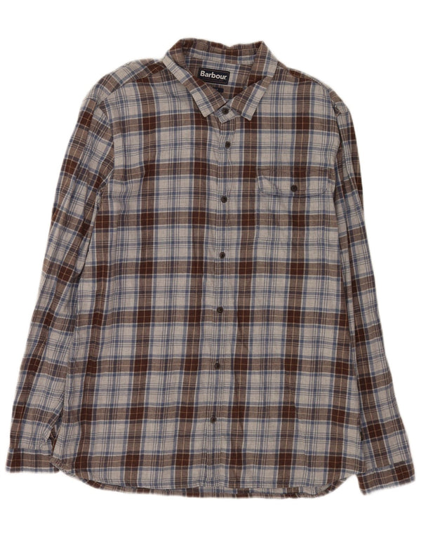 Barbour Chemise en flanelle coupe ajustée pour homme XL en coton à carreaux gris