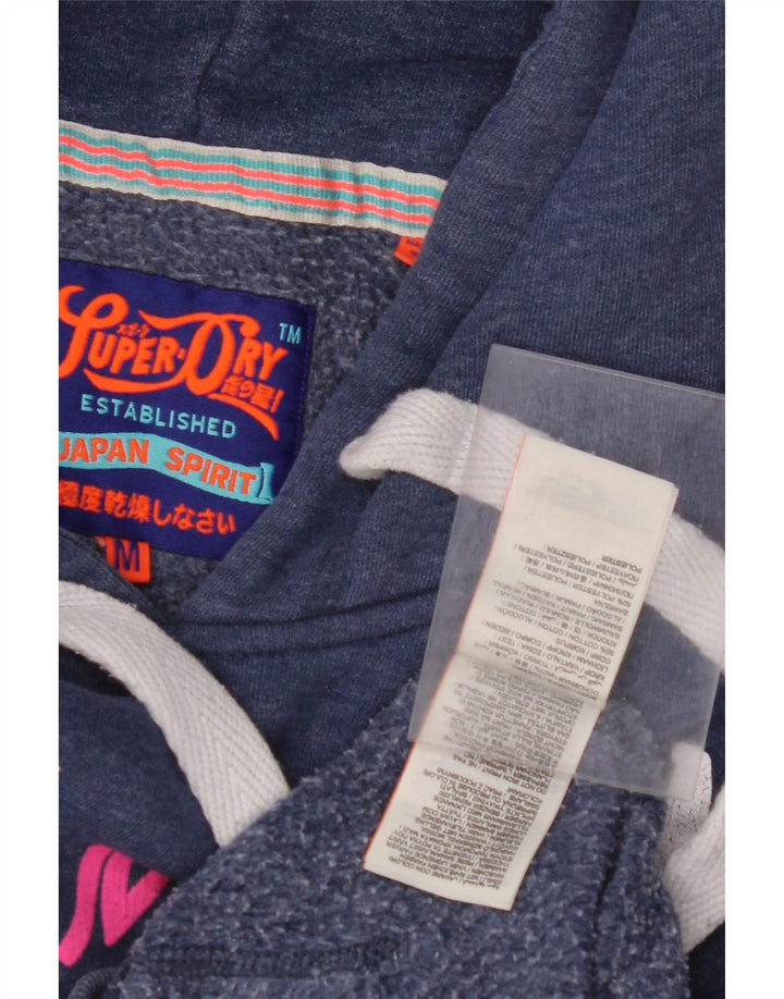 SUPERDRY Pull à capuche graphique pour femme UK 14 Bleu marine moyen Coton