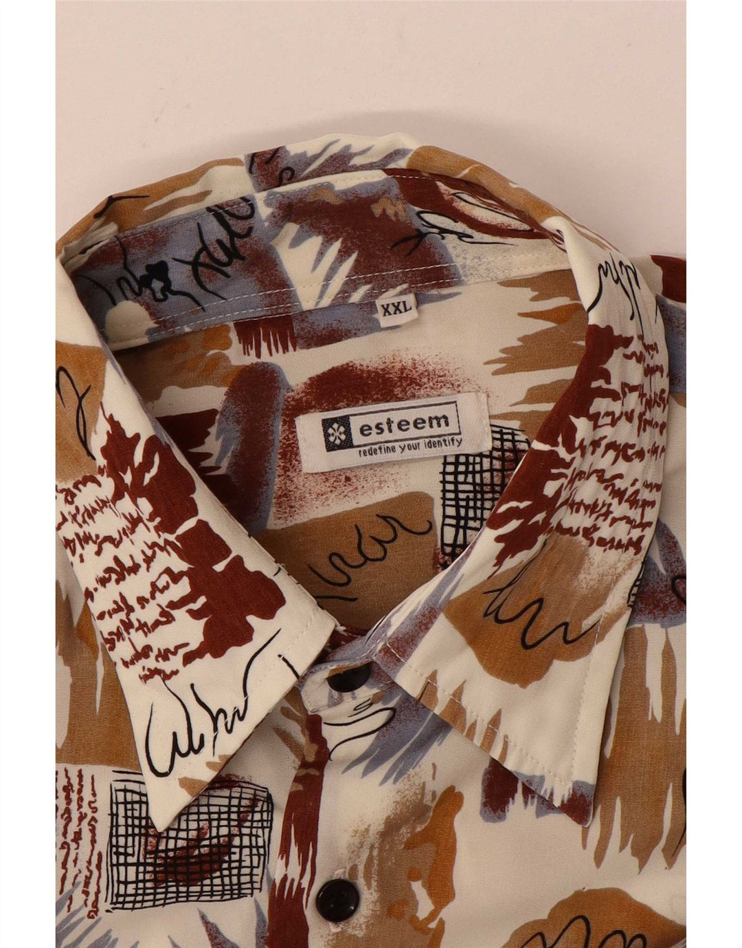 Chemise à motif abstrait vintage pour hommes 2XL Colourblock multicolore