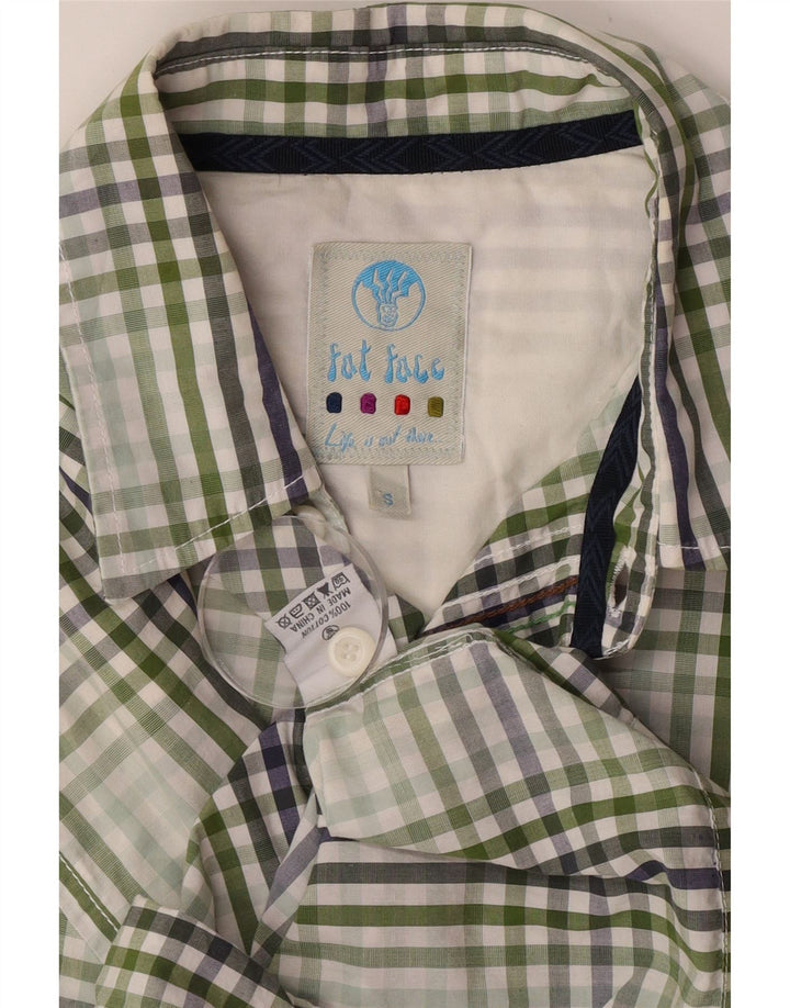 Fat Face Chemise à manches courtes pour homme Petit coton vichy vert