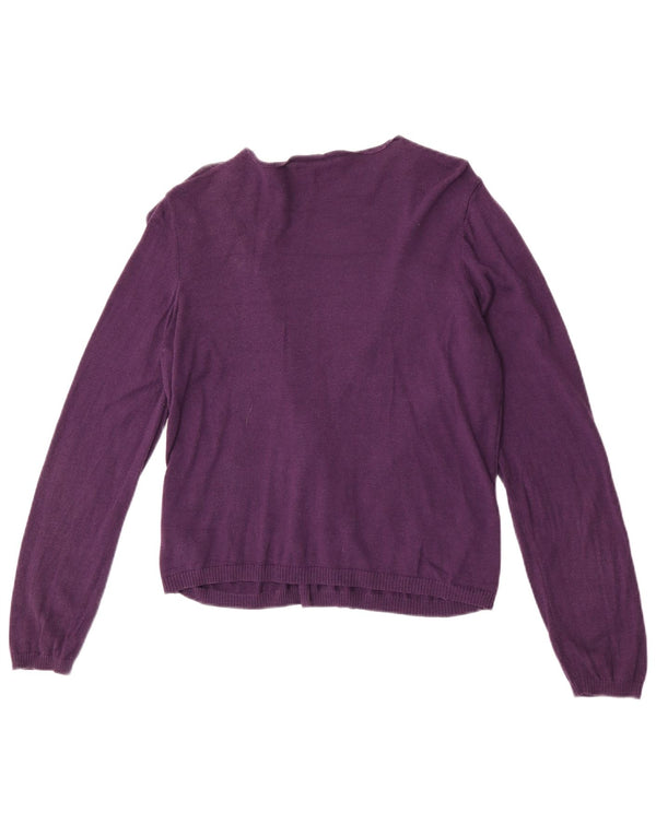 Marks & Spencer Womens Open Cardigan Sweater UK 14 Medium Purple Cotton
