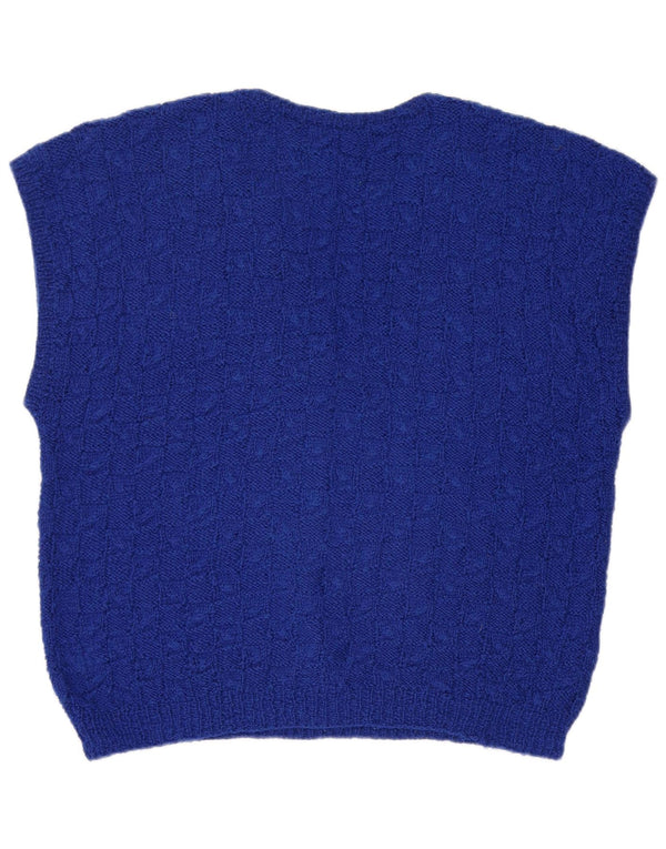 vintage Womens Vest Tank Top UK 16 Grand Bleu Rayé