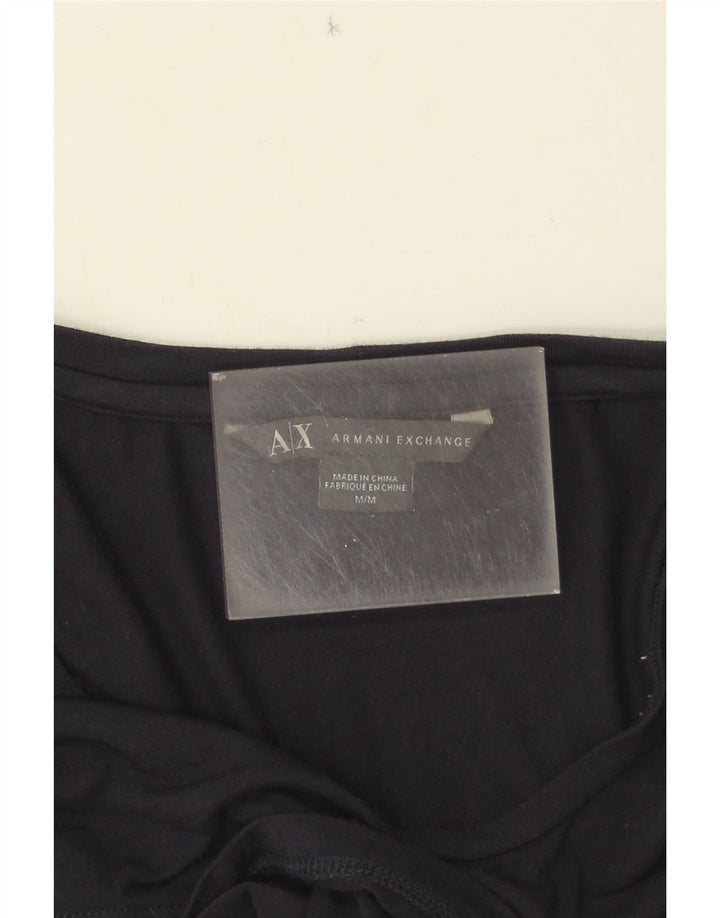 Armani Exchange T-Shirt Femme UK 14 Moyen Bleu Marine Géométrique