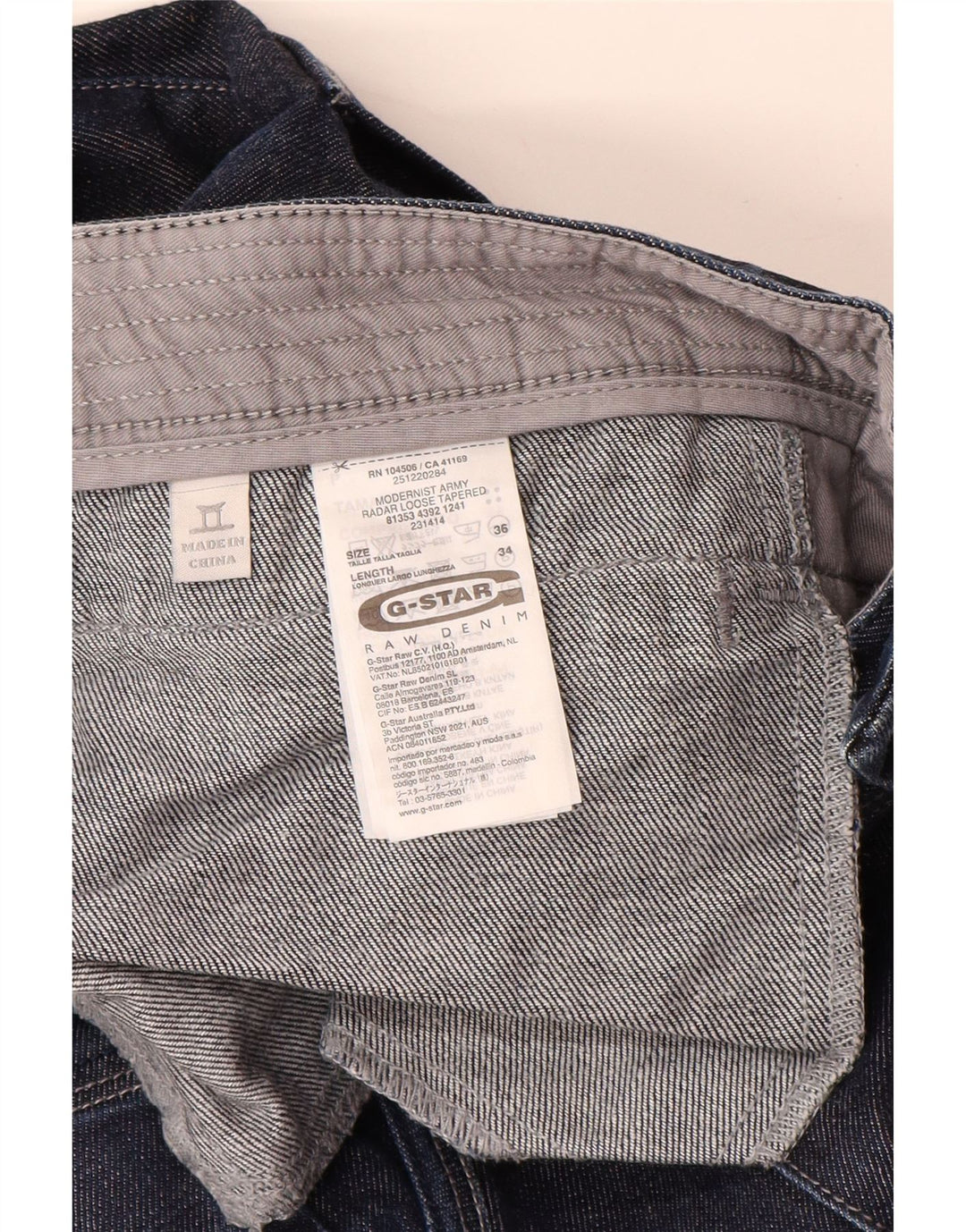 G-STAR Jean Banana Slim Homme W36 L34 Bleu Marine Coton