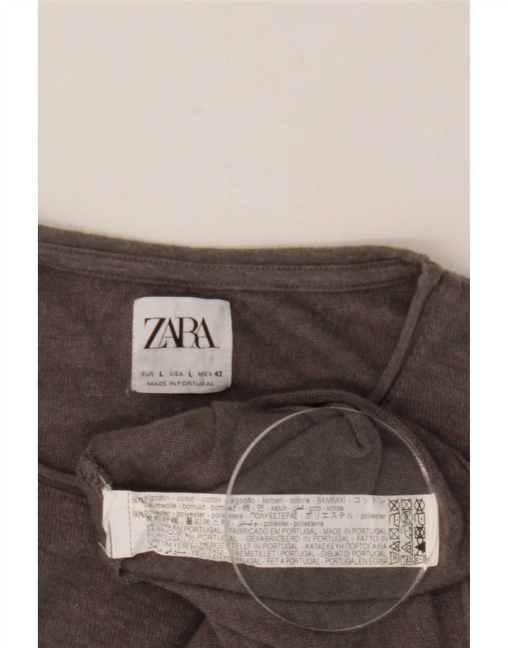Zara Homme T-Shirt Top Large Gris Coton