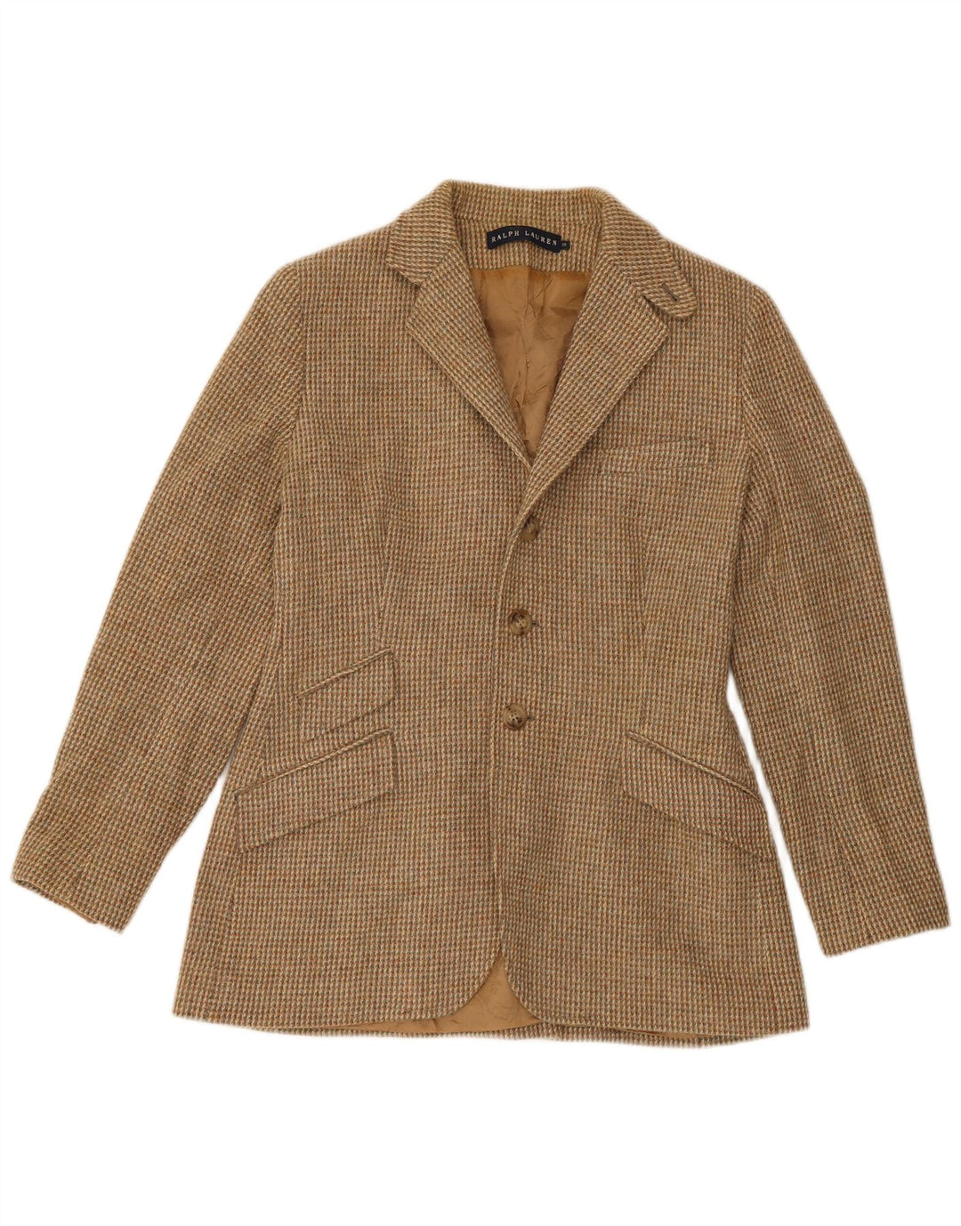 Ralph Lauren Veste blazer à 3 boutons pour femme US 10 Grand carreaux marron
