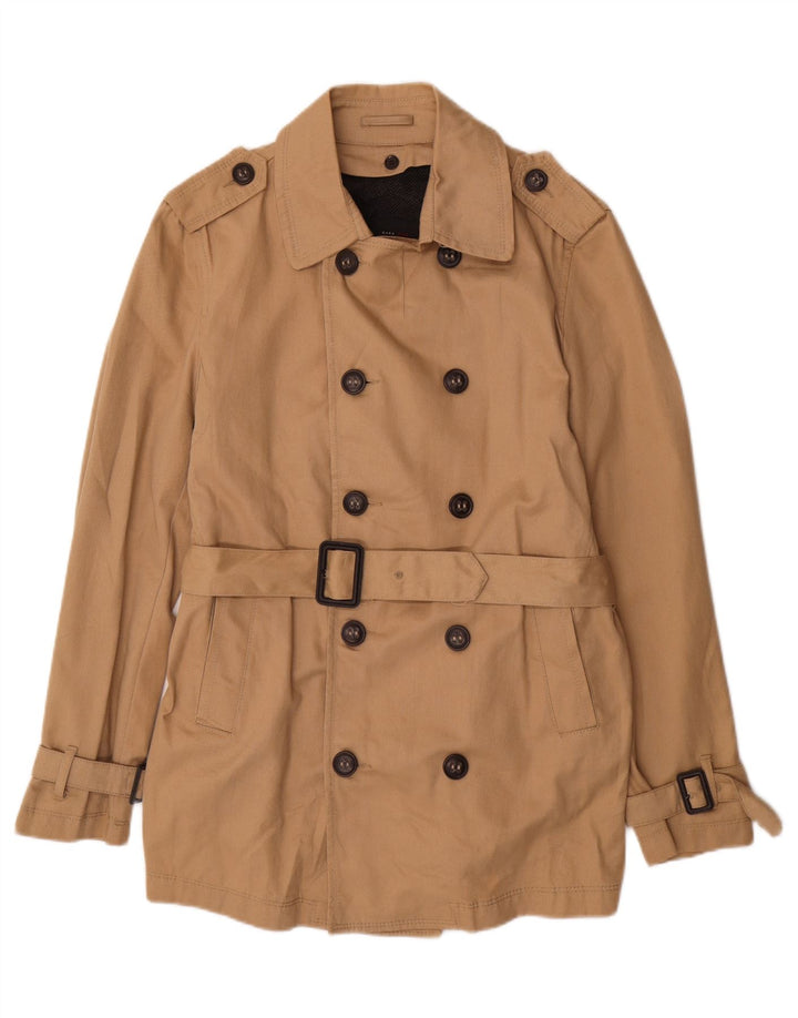 ZARA Mens Trench Coat UK 40 Large Beige Coton