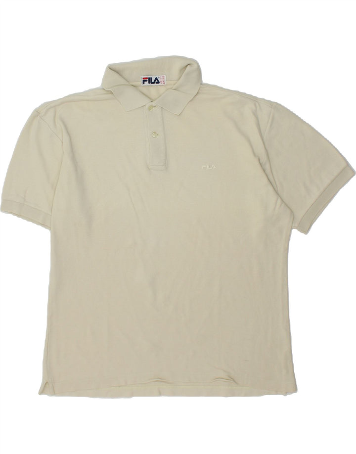FILA Mens Polo Shirt IT 52 Large Off White Cotton Vintage Fila and Second-Hand Fila from Messina Hembry 