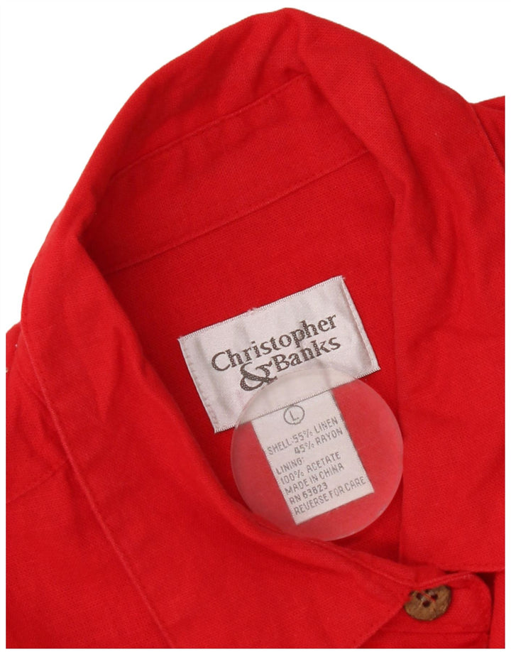Cristopher & Banks Veste Bomber Femme UK 16 Grand Lin Rouge