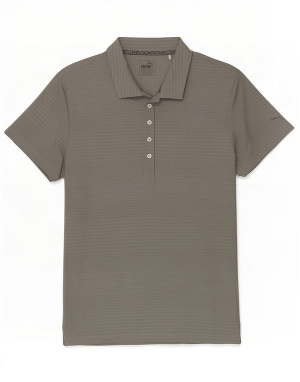 Puma Polo Femme UK 16 Large Gris Pinstripe Polyester