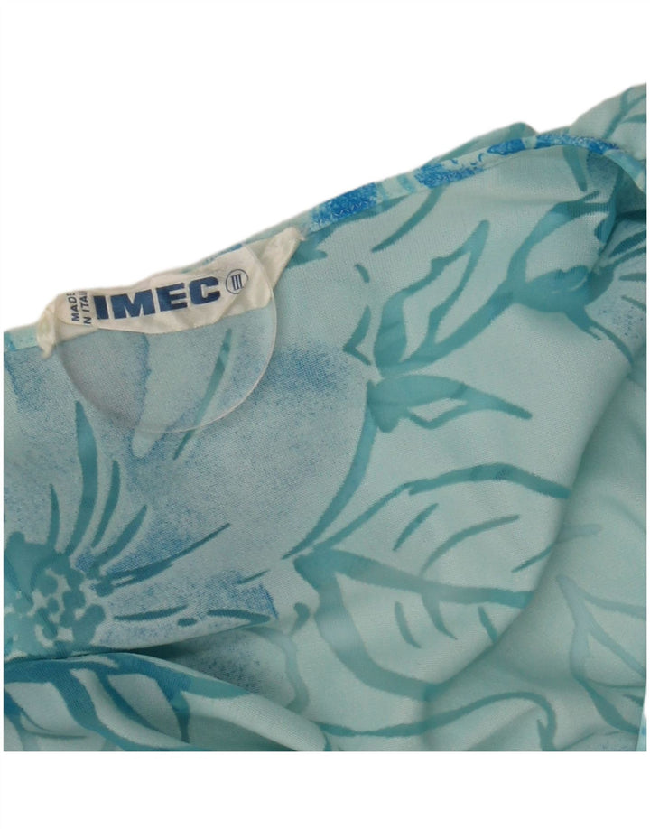 Imec Robe trapèze transparente à manches 3/4 pour femme UK 12 Bleu moyen Floral
