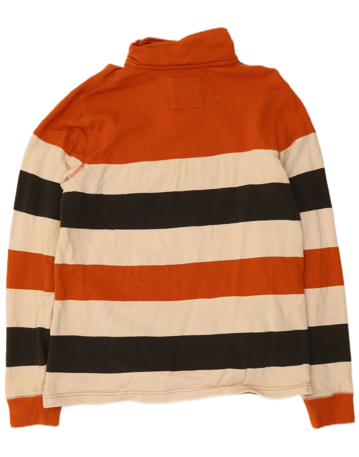 Fat Face Sweat-shirt à col boutonné pour homme Petit rayé multicolore