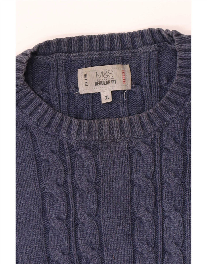 Marks & Spencer Pull à col rond coupe classique pour homme XL Bleu marine
