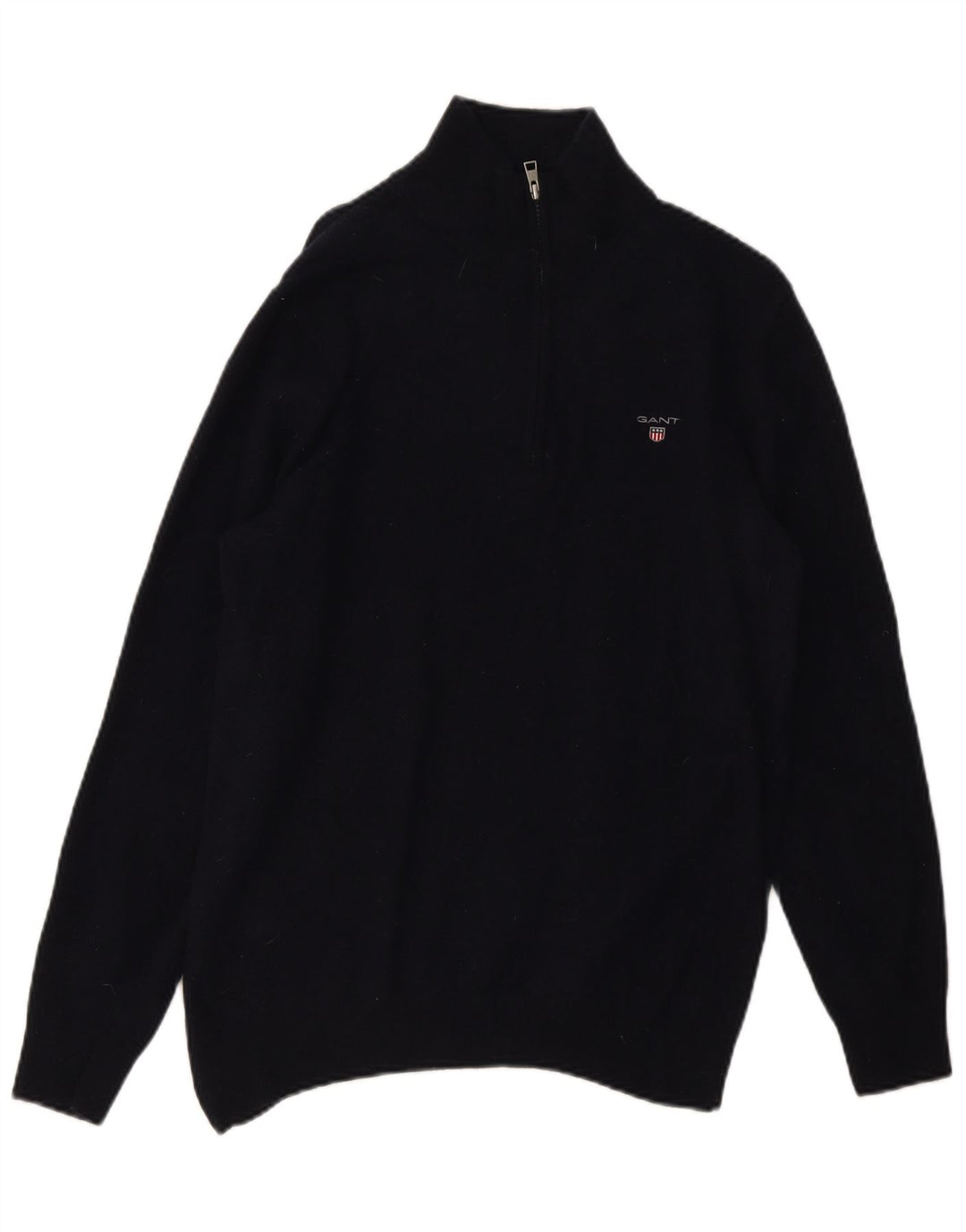 Gant Homme Pull Col Zippé Large Bleu Marine Laine