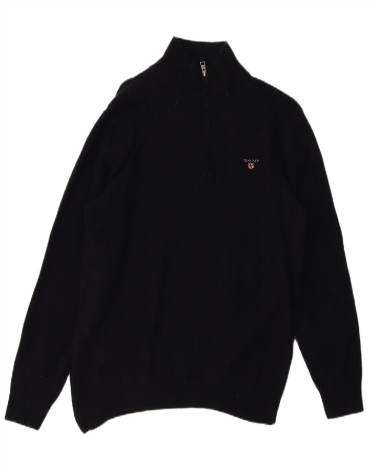 Gant Homme Pull Col Zippé Large Bleu Marine Laine