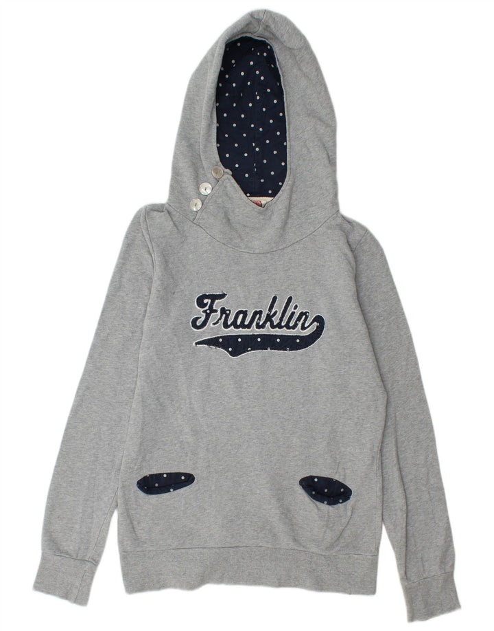 Franklin Marshall Pull à capuche graphique pour femme UK 14 Grand coton gris