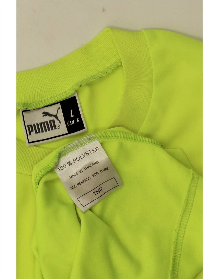 Puma T-Shirt Graphique Homme Large Jaune Colorblock Polyester