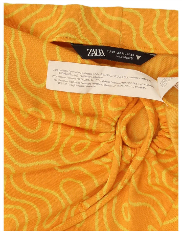 Zara Femme Jupe Midi XS W26 Jaune Géométrique Polyester