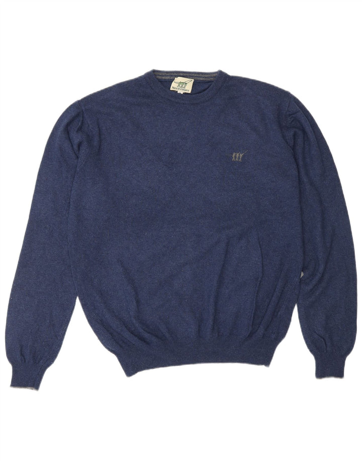 HENRY COTTONS Pull col rond homme en laine bleu marine moyen