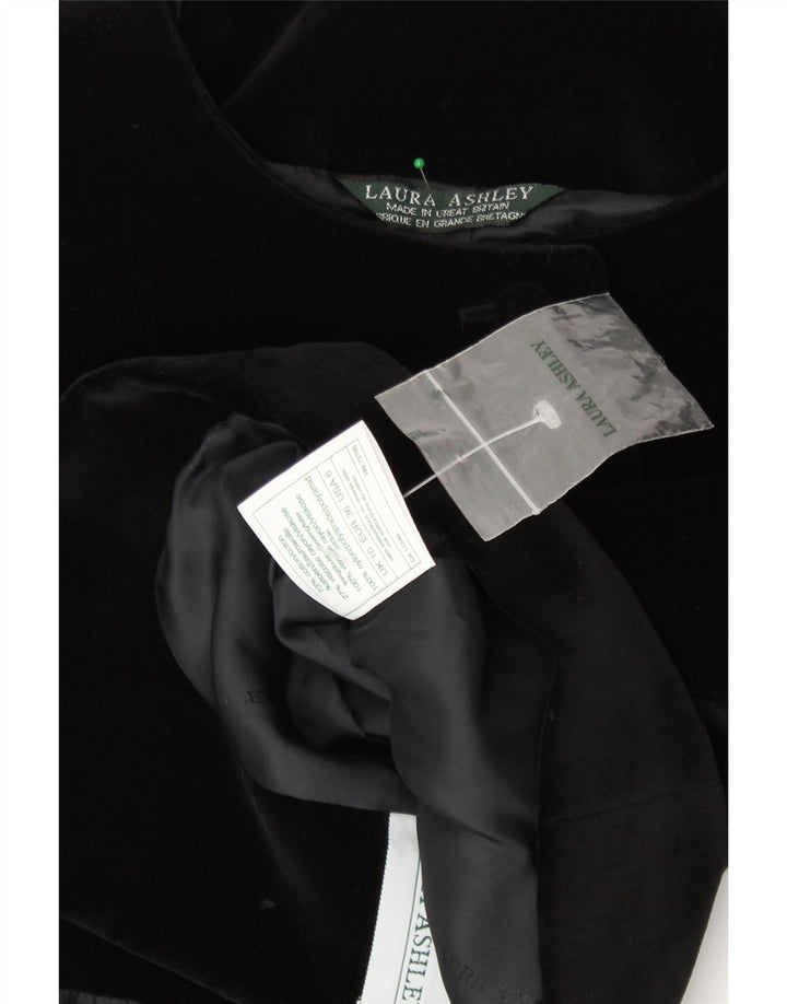 LAURA ASHLEY Veste boléro en velours à 6 boutons pour femme UK 10 Petit coton noir