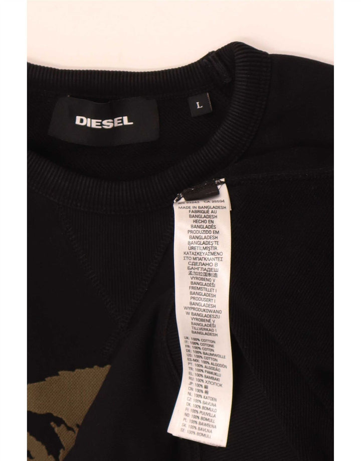Diesel Sweat-shirt graphique pour hommes, grand coton noir