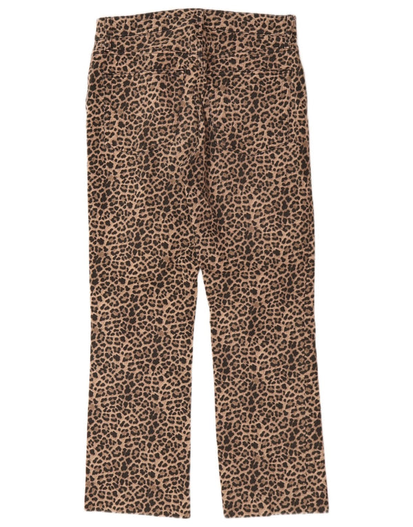 Zara Pantalon décontracté droit pour femme EU 38 Small W28 L26 Marron Imprimé animal