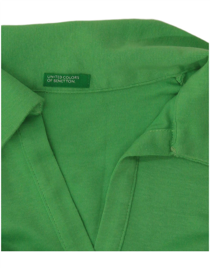 Benetton Polo à manches longues pour femme UK 10 Small Vert