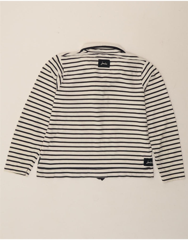 Joules Womens Button Neck Sweatshirt Jumper UK 16 Large Blanc Rayé