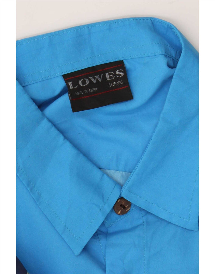 Lowes Chemise à manches courtes pour hommes 2XL Bleu Floral Polyester Hawaïen