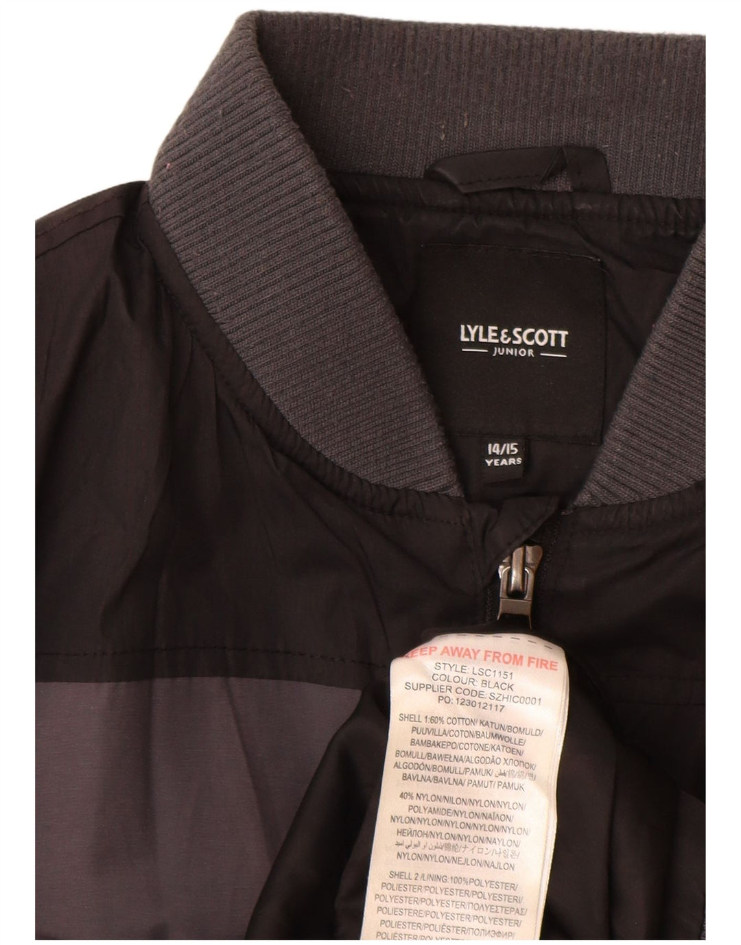 Lyle & Scott Bomber Jacket Garçon 14-15 ans Gris Colorblock Coton