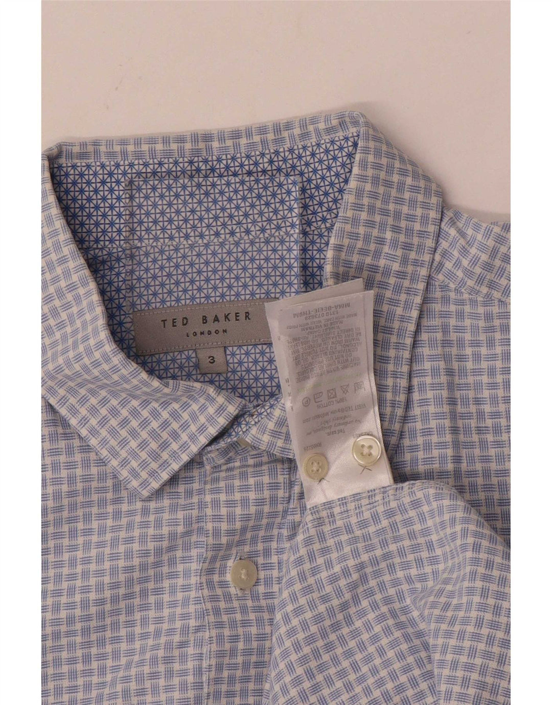 Ted Baker Chemise Homme Taille 3 Bleu Moyen Vichy Coton