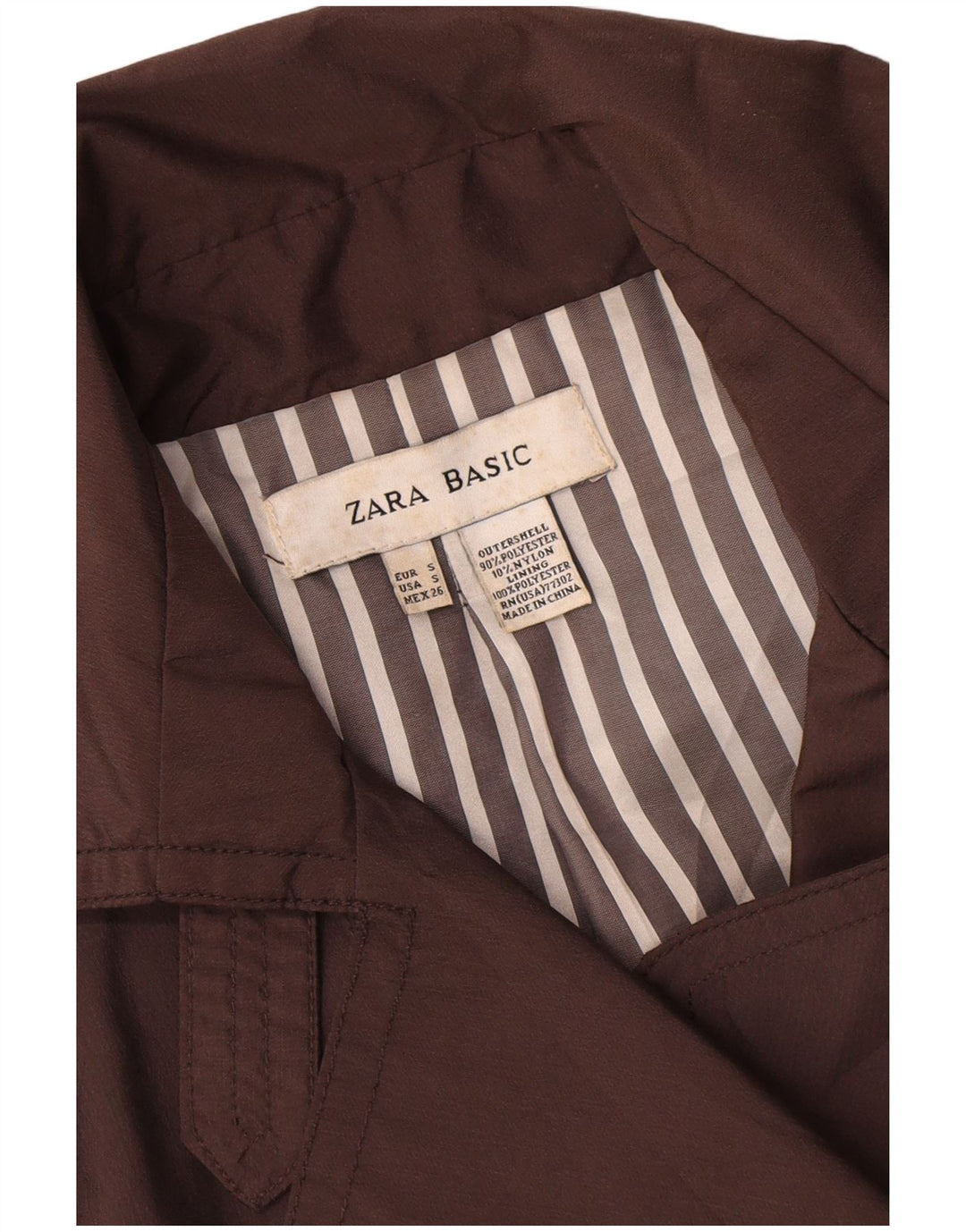 Zara Trench-coat à double boutonnage pour femme UK 10 Petit nylon marron