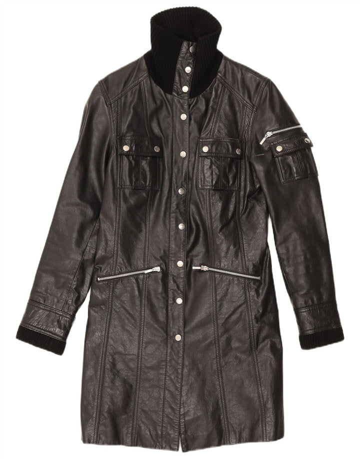 Gipsy Manteau en cuir pour femme UK 12 Medium Noir