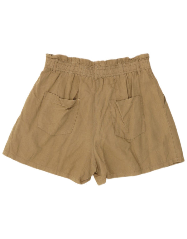 Zara Short taille haute coupe décontractée pour femme, grand W32, lin kaki