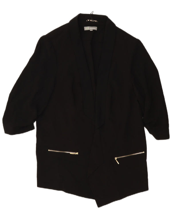 MARKS & SPENCER Veste blazer ouverte à manches 3/4 pour femme UK 20 2XL Noir