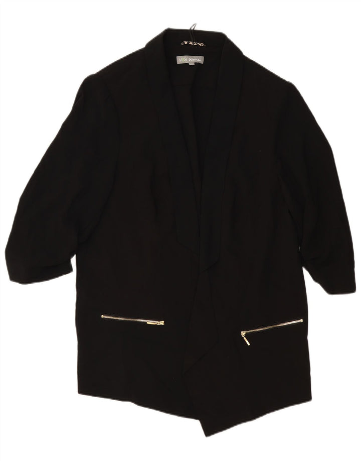 MARKS & SPENCER Veste blazer ouverte à manches 3/4 pour femme UK 20 2XL Noir