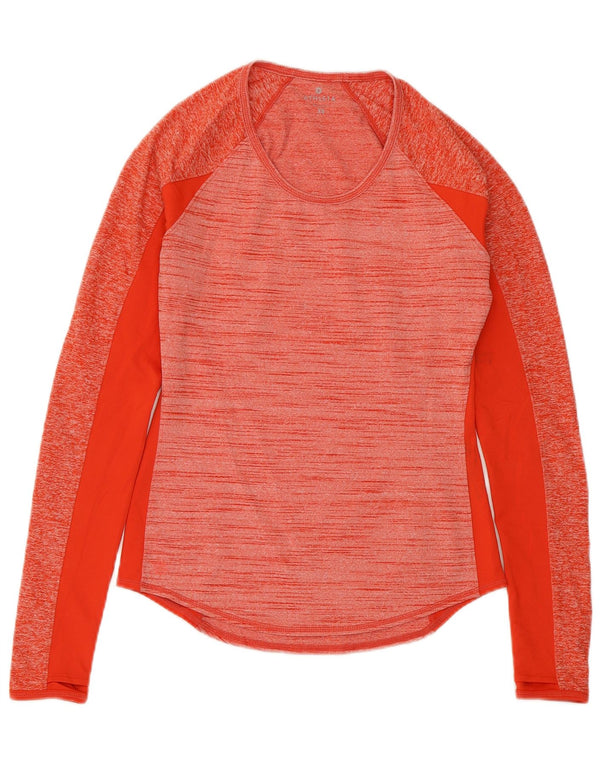 ATHLETA Haut Femme Manches Longues UK 6 XS Rouge Moucheté Polyester