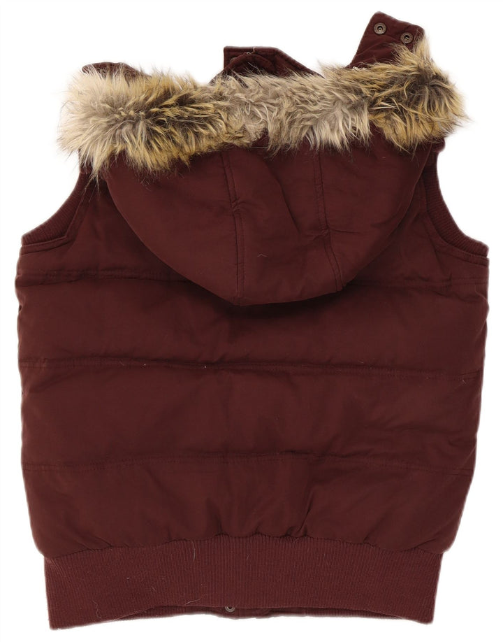 Fat Face Gilet rembourré à capuche pour femme UK 10 Small Bordeaux Polyester