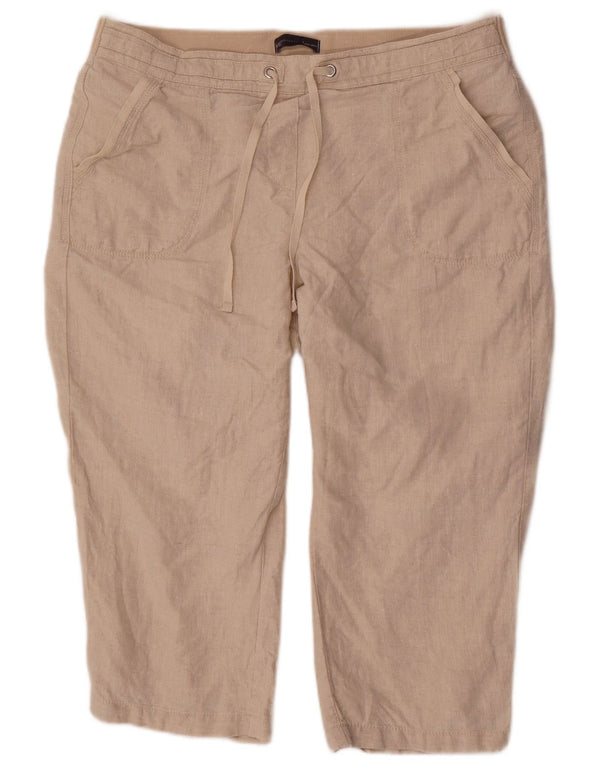 Marks & Spencer Pantalon Capri Femme UK 18 XL W38 L22 Lin Beige