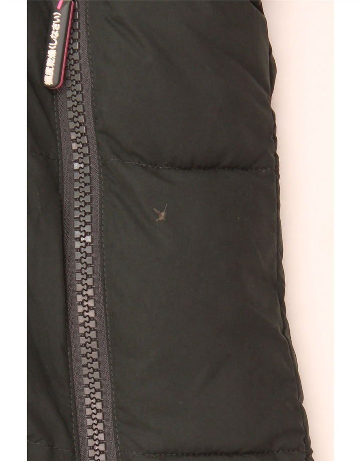 Superdry Veste matelassée à capuche graphique pour femme UK 16 Large Vert Polyester