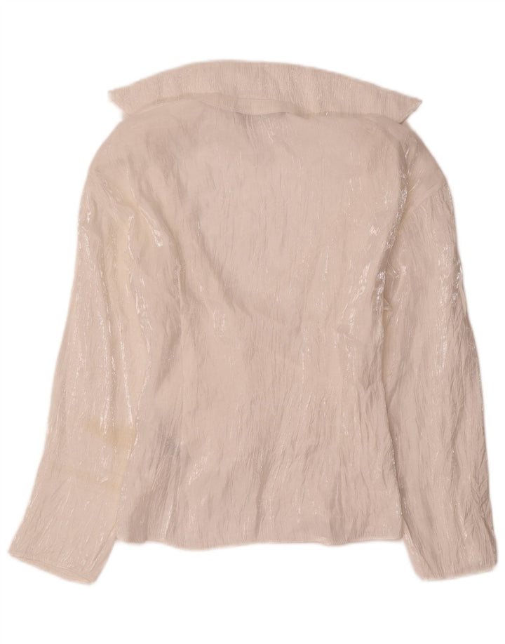 Zara Chemisier à manches longues pour femme UK 12 Viscose blanc moyen