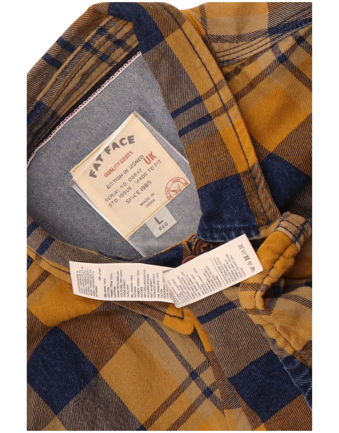 Fat Face Chemise Regular Fit en Flanelle pour Homme en Coton à Carreaux Jaune Large
