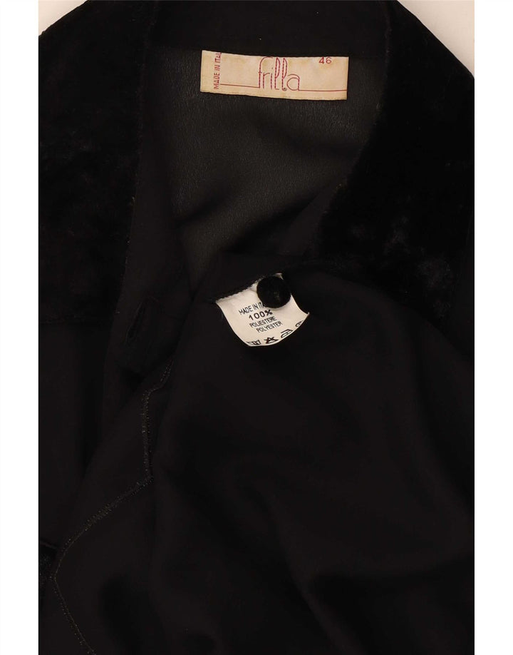 Chemisier chemise femme vintage IT 46 grand polyester rayé noir