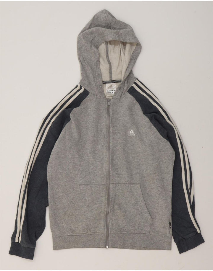 ADIDAS Pull à capuche zippé pour homme en coton color block gris moyen