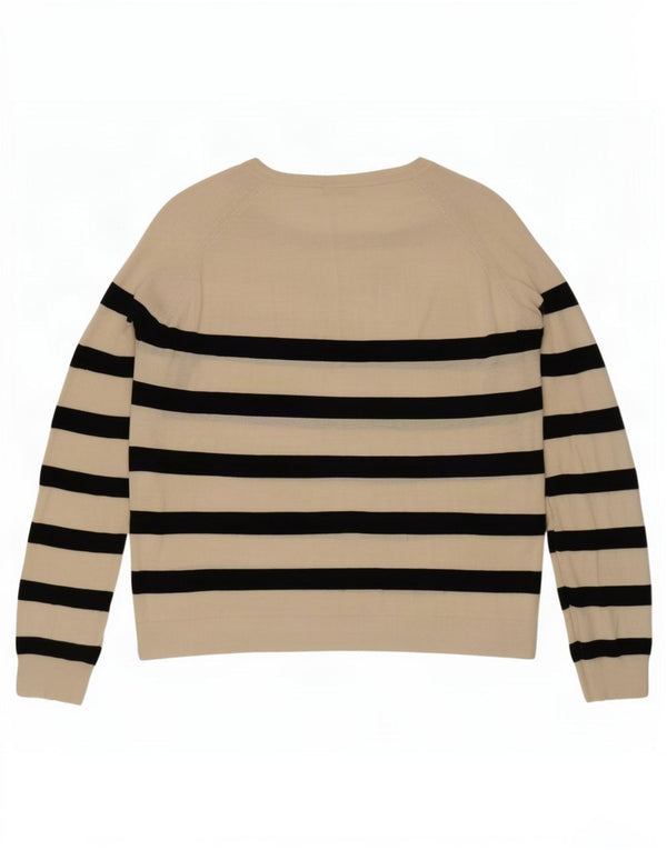 Zara Pull col rond pour femme UK 14 Large en viscose rayée blanc cassé