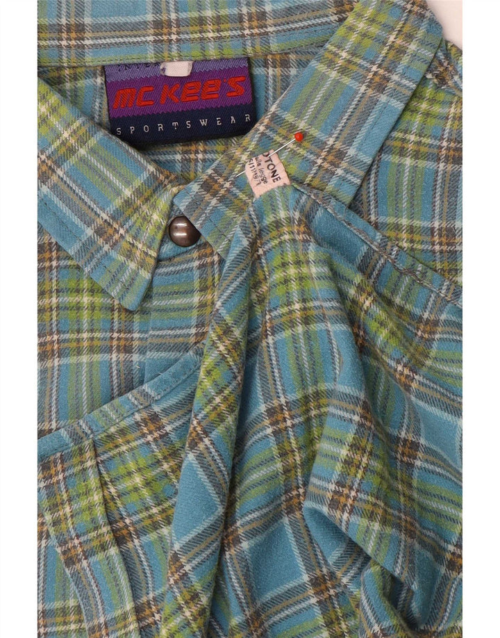 MC Kee's Chemise en flanelle pour homme en coton à carreaux bleus
