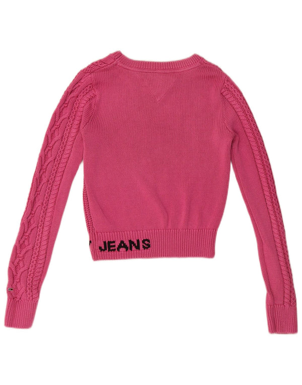 Tommy Hilfiger Pull court à col bateau pour femme UK 10 Petit Rose