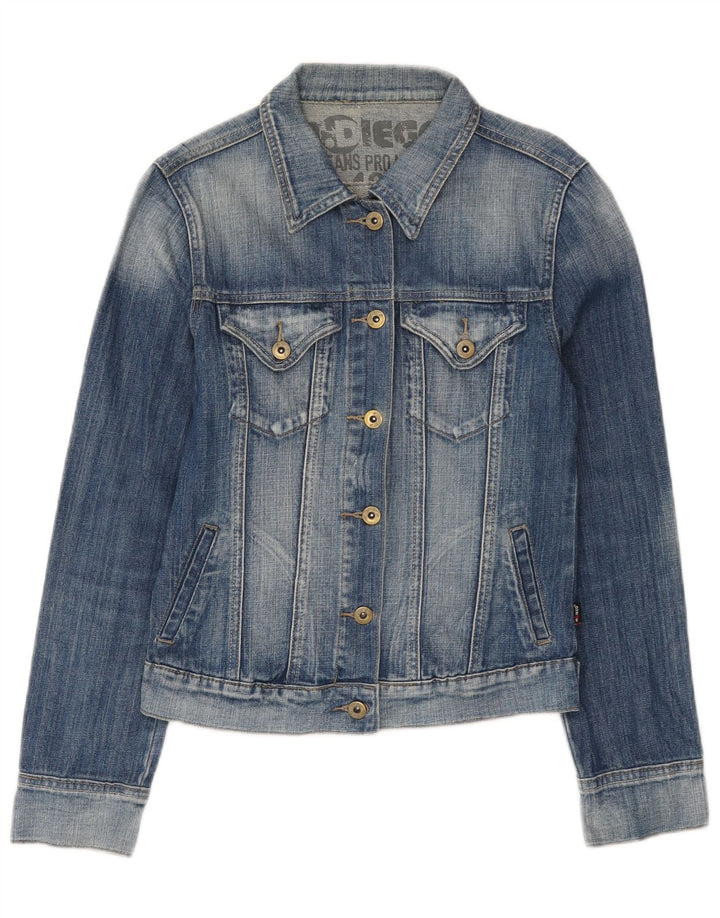 veste en denim femme vintage UK 12 coton bleu moyen