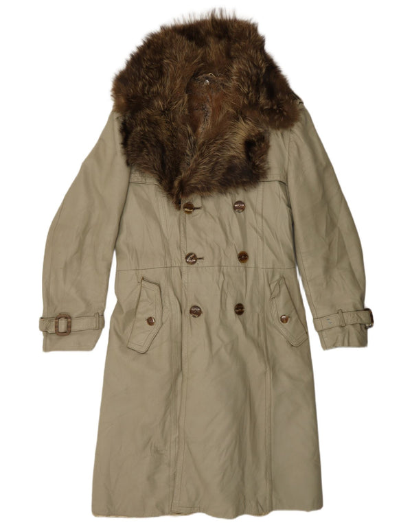 manteau en cuir femme vintage UK 12 Beige moyen